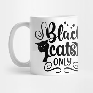 halloween design black cats only text art Mug
